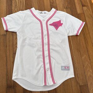 Toronto Blue Jays Majestic Jersey Pink Girls Size XL